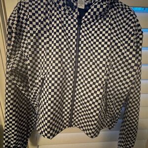 J. Crew Whole Outfit:  White Checkered Jacket, Sports Bra and Leggings